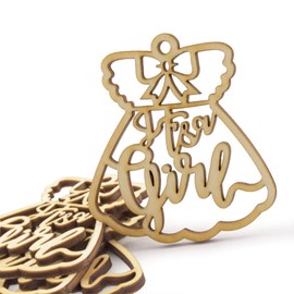 Summer-Ray 50 Wooden Baby Shower Favor Gift Tags Thank You Tags (It's a Girl)