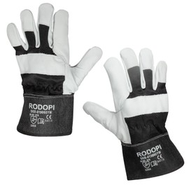 RODOPI Cowboy-Hide Leather Work Gloves for Men and Women Construction Gloves Size 8-11 Cowhide Leather Gardening Gloves Thorn Resistant EN 388:2016 Protective Gloves (5 Pairs, 10)