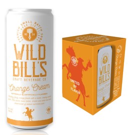Wild Bill's Orange Cream Soda Classic Craft Soda Pop Soft Drinks, Creamsicle Sodas Made with Pure Cane Sugar, Caffeine Free, NO High Fructose Corn Syrup, Gluten Free, Vegan, Low Sodium, 12 Oz 4 Pack