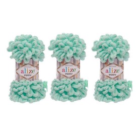 Alize Puffy Baby Blanket Yarn Lot of 3SKn 300 g 30 yds 100% Micropolyester Soft Yarn Hand Knitting Yarn Super Chunky Bulky Woven Worested Yarn (19)