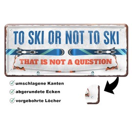 schilderkreis24 Tin Sign Funny Mountain Saying "to Ski." Decorative Humour Door Sign Mountains Metal Sign Gift Birthday or Christmas 28 x 12 cm