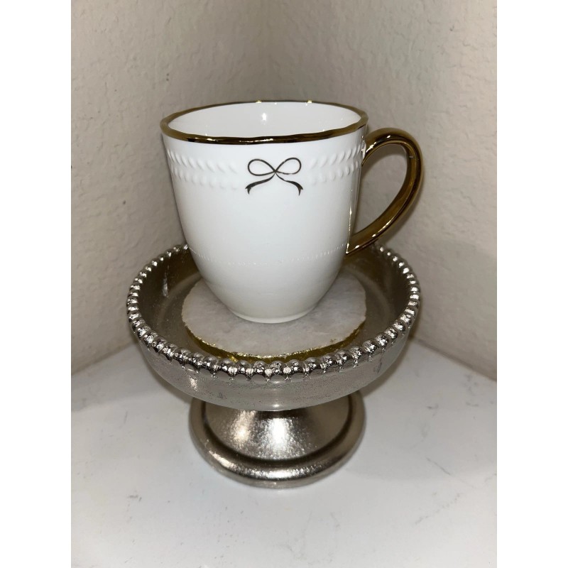 Yeti 1-NWT YEDI HOUSEWARE COQUETTE METALLIC GOLD BOW DESIGN CERAMIC