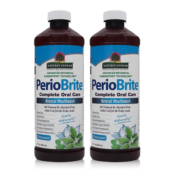 Nature's Answer Periobrite Alcohol-Free Mouthwash, Wintermint, 16 Ounce ( 2 Pack ) | Fluoride Free | Natural Breath Freshener | Stain Remover | Natural Teeth Whitener