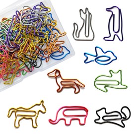 5WYOUKE Zem Clips, Set of 40, Paper Clips, Animal Clips, Cute, Cats, Dogs, Penguins, Bookmarks, Metal, For Document Organizer, Invitations, Sticky Notes, Letters, Memo Clips, Assorted Colors, 8 Types,