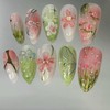 30Pcs 3D Flower Press on Nails Short Almond Fake Nails