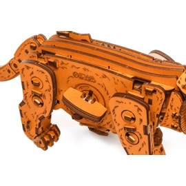 EWA Eco-Wood-Art Ginger Kitten Mechanical Wooden Kit with Spring Motor Available in 3 Colour Variations: Natural Wood, Black, Ginger