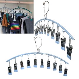 Legging Organizer for Closet Holds,Yoga Pants Hanger Rubber Coated 2 Pack 10 Clips Hold 20 Leggings/Shorts/Jeans/Skirts Pants Hangers Space Saving Hanging Closet Organizers Shorts Hangers (Grey)
