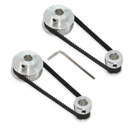 Zeberoxyz Set of 2 GT2 Synchronous Wheel, 20 & 40 Teeth, 8 mm Bore, Aluminium Timing Belt Pulley with 2 Pieces Length 200 mm Width 6 mm Belt (20-40T-8B-6)