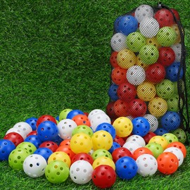 Coopay 300 Pack Practice Golf Balls, 42mm Plastic Golf Training Balls with a Drawstring Bag Hollow Sports for Swing Practice Driving Range Backyard Home Indoor Outdoor Use (Multicolor)