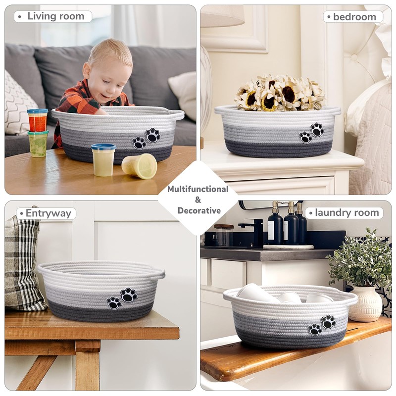HiChen Small Dog Toy Basket, Cute Woven Baskets for Shelves,