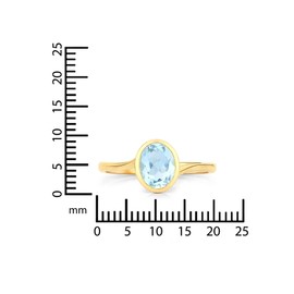 Rafaela Donata Women's Ring 925 Sterling Silver Yellow Gold-Plated 14 Carat with Blue Topaz Blue Gemstone Ring Size 8 x 6 mm, Topaz