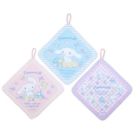 Sanrio 631060 Cinnamoroll Towel Set of 3 with Loop, Cinnamoroll, Cinnamoroll, Washing Towel Character, 10.6 x 0.1 x 10.6 inches (27 x 0.2 x 27 cm)