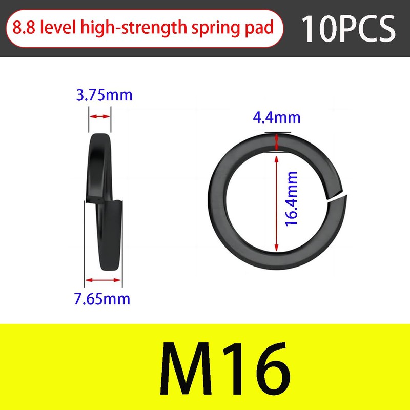 Qrity Pack of 10 spiral spring washers, spring washers, M16