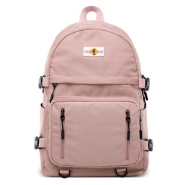 DORRISO Unisex Backpack Casual Backpack Women Men Rucksack Bag for 14 Inch Laptop with USB Port Multiple Pockets for College Travel School Waterproof Nylon Knapsack Bag Pink