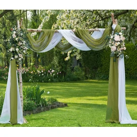 WARM HOME DESIGNS El Paquete de Tela Drapeada de Arco de Boda Tiene 2 Bufandas de 549 cm en Colores de Verde Salvia y Blanco para Tela de Boda, o Decoración de Boda. AD White & Sage 216”