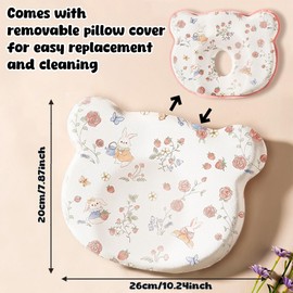 ARefugen Soft Memory Foam Baby Pillow - Cute Breathable Cozy Portable Pillow Head and Neck Support for Home Travel Car Seats (Rabbit)