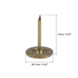 sourcing map 30Pcs Upholstery Tacks, 11mmx17mm Flat Head Decorative Furniture Nails Thumb Tack for Furniture Sofa Headboards, Bronze