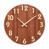 AUTVIVID Wall Clock, Continuous Second Hand, 3D Numbers, Silent, Wood