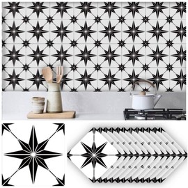Neukids Black and White Tile Stickers, Fireplace Tile Stickers Transfer Kitchen, Peel and Stick backsplash Tiles, Wall Bathroom Toilet Laundry, RV, Panels Fireplace Cooker splashback 12PCS