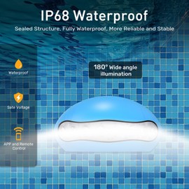 LED Pool Lights,18W Smart RGB Dimmable Underwater Pool Light with APP Control &Timer, IP68 Waterproof 12V Nicheless Underwater Lights for Aboveground Inground Pools 32Ft Cord