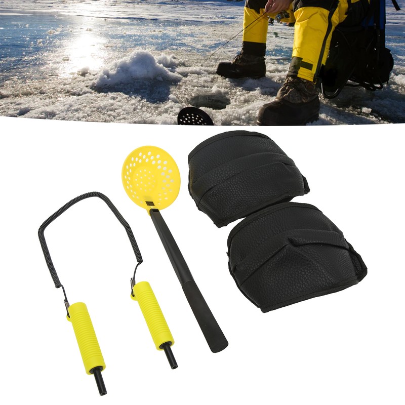 Ice Fishing Spoon Ice Picks Knee Pads Set Winter Outdoor