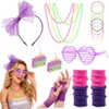 Accesorios de neón 80s para mujer – Guantes de red,
