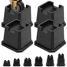 MixDora Bed Risers 3 Inch Furniture Risers Bed Lift Risers for Caster Wheels or Posts of Bed Table Couch Chair 4 Pack Black (3 Inch)