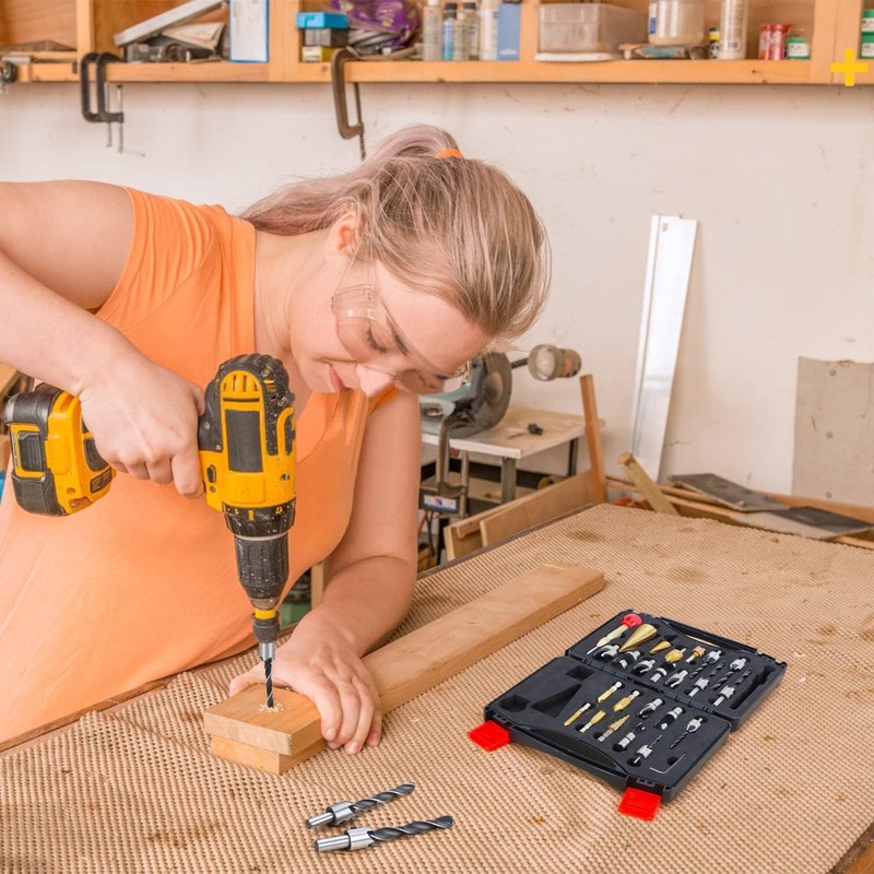 LAMPTOP 26-Pack Woodworking Tools and Accessories Including Countersink Drill Bits,