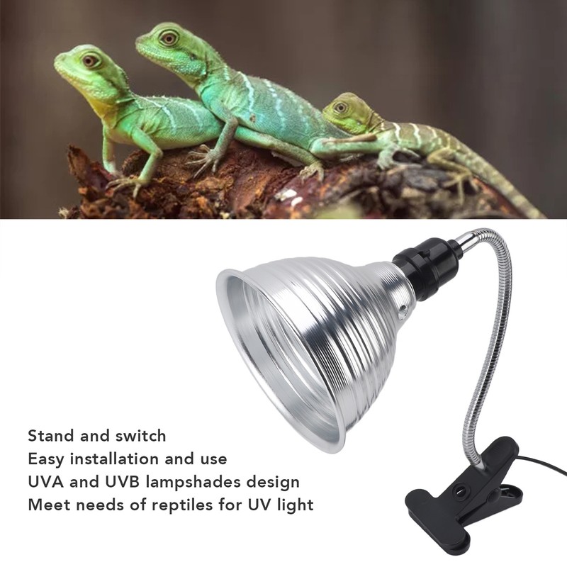 Reptile Heat Lamp Fixture Adjustable Rotate Clamp for Pet Heating