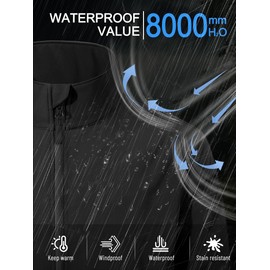 ZITY Men's Lightweight Softshell Jacket Warm Fleece Lined Waterproof Rain Jacket Windbreaker Windproof Soft Shell Winter Outdoor Black 2XL