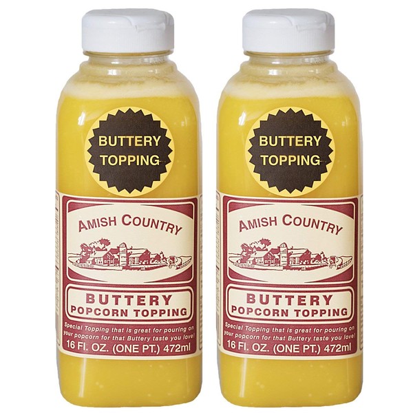 Amish Country Popcorn | Buttery Popcorn Topping - 2 - 16 oz Bottles | Old Fashioned with Recipe Guide (2 - 16 oz Bottles)