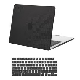 MOSISO Compatible with MacBook Air 13 inch Case 2025 2024 2023 2022 M4 A3240 M3 A3113 M2 A2681, Carbon Fiber Texture Protective Hard Shell & Keyboard Cover for MacBook Air 13.6 inch Case, Black