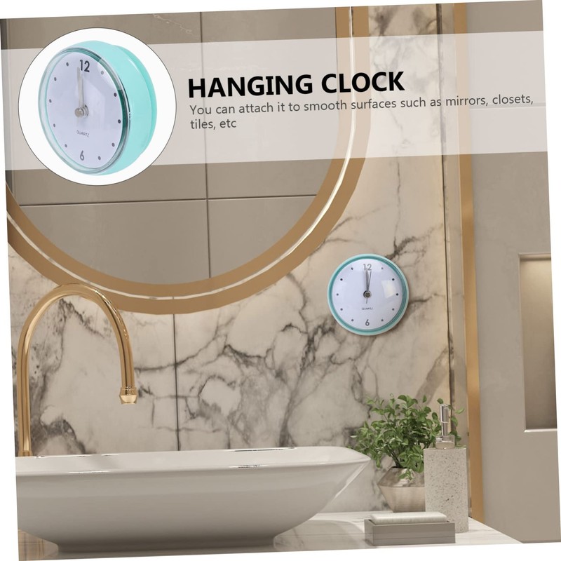 Ciieeo 1Pc Hanging Wall Clock with Suction Cup Mute Clock