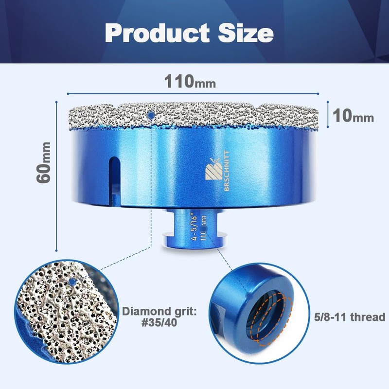110mm Diamond Core Drill Bit for Porcelain Tile Ceramic Marble