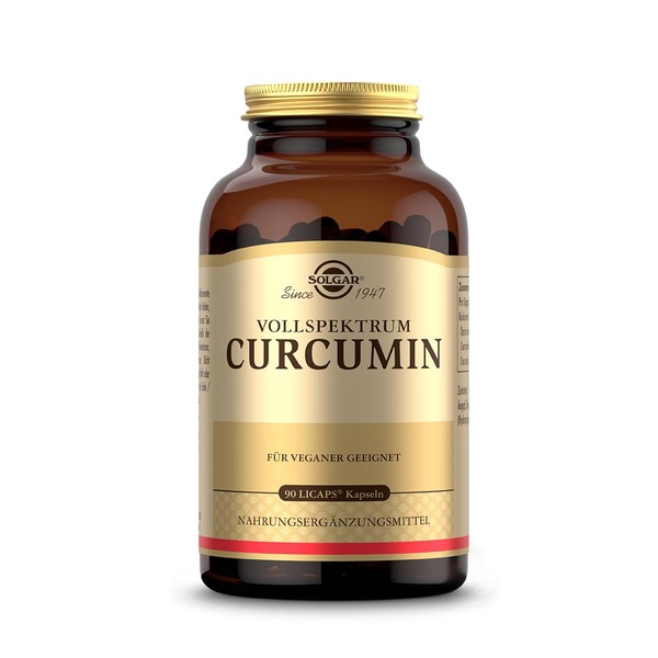 SOLGAR® Full Spectrum Curcumin, 40 mg Curcumin per Capsule, Patented Process for up to 185 Times Higher Bioavailability, 100% Natural Origin, 90 Soft Capsules for 3 Months
