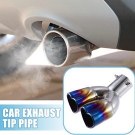 A ABSOPRO Car Double Exhaust Tip Pipe Heart Shape 2.5 Inch Metal Blue Baked