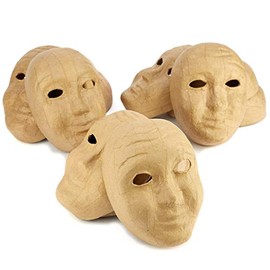 Factory Direct Craft Set of 4 Paper Mache Masks Ready to Paint, Decoupage and Decorate
