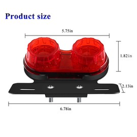 Sidaqi Motorcycle Tail Light with License Plate Holder Running Light Turn Signal Light 40LED 40W Motorcycle Rear Light Tail Brake Light Replacement for Harley DC12V (Red Shell)