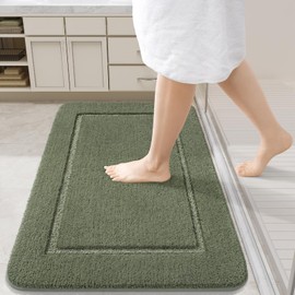LOCHAS Bathroom Rugs, 24" x 36" Bath Rug, Non Slip Washable Bath Mat for Bathroom, Soft Thick Absorbent Quick Dry Microfiber Bathroom Mat, Shaggy Plush Luxury Bath Carpet for Shower, Sage Green
