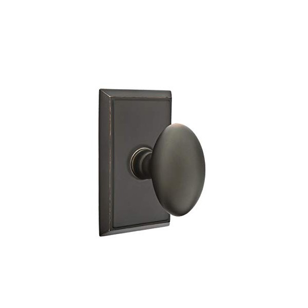 Emtek Full Dummy Set, Rectangular Rosette, Egg Knob, Oil Rubbed