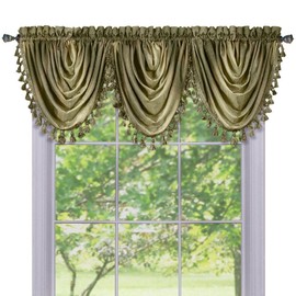 Soft Waterfall Valance Window Curtains - 46 Inch Width, 40 Inch Length - Ombre (Sage) - Light Filtering Decorative Polyester Drapes for Bedroom Living & Dining Room by Achim Home Decor