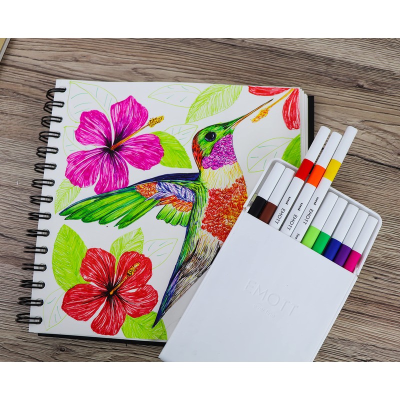 Emott Fineliner Pen Set #1, 10-Colors, Assorted