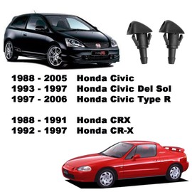 Windshield Washer Nozzle Sprayer and Hose (7Ft Long) with Connector Compatible for HONDA 86-01 Integra, 1997-2011 Civic Type R, 92-97 CR-X del Sol Replaces OEM # 76810-SR0-004, 76810-S5D-A01