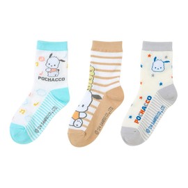 Sanrio 456357 Children's Socks, Set of 3, Socks, 6.3 - 7.1 inches (16 - 18 cm), Pochacco, Character