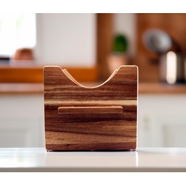 Bagel Slicer for Small and Large Bagels | Intuitive Design, Acacia Wood Bagel Cutter Slicer | Easy to Clean and Food-Safe Finish