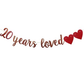 20 Years Loved Banner,Pre-Strung, Rose Gold Paper Glitter Party Decorations For 20TH Birthday Decorations 20TH Wedding Anniversary Day Party Supplies Letters Rose Gold ZHAOFEIHN
