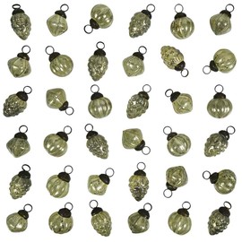 Creative Co-op Milky Aged Silver Mercury Glass Shaped Ornaments Set/36