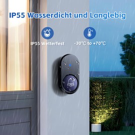 Görvitor Wireless Doorbell, 300 m Range, Wireless Bell, Outdoor Waterproof with 2 Receivers, Wireless Doorbell, Front Door, Doorbell, Wireless with 55 Melodies, 5 Volume Levels, LED Flash