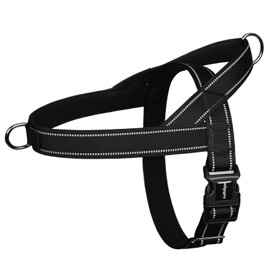 rabbitgoo Dog Harness No Pull, Quick Fit for Large Dogs with Soft Padded Handle, Chest Adjustable Reflective Pet Vest, No Choke Escape Proof for Walking Training, Black M