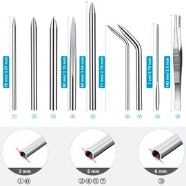 Ferraycle 12-Piece Paracord Fid Set - Stainless Steel Knotter Tools, Marlinspike Set, Lacing Needles, Smoothing Tool for Leather or Paracord Work (Dark Blue)